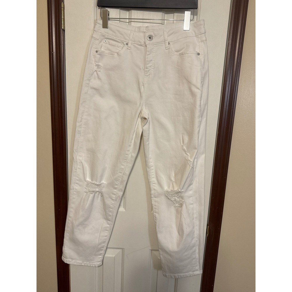INC Denim White Distressed Boyfriend Jeans Mid Rise Casual Size 8/29